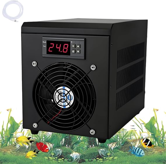 60L Aquarium Chiller, 180W Ice Bath Water Chiller with Digital Display Temperature Control, Quiet Design, Fish Tank Cooler Heater System for Hydroponics/Aquatic Life/Fish Tanks 60L Cold Water Only