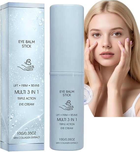 Korean Under Eye Balm Stick,Multi 3 In 1 Triple Action Eye Cream,Collagen Firming Eye Cream for Dark Circles,Puffy Eyes,Wrinkles&Bags,Moisturizing&Hydrating Under Eye Stick,Temporary Firming&Lifting