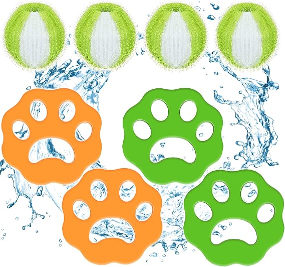 Pet Hair Remover for Laundry, 8PCS Laundry Balls Hair Catcher Washing Machine Lint Remover Reusable - Pet Fur Laundry Catcher Hair Remover for Laundry Bedding Clothes