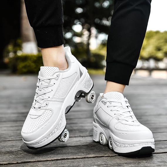 Outdoor roller skates, adjustable roller skates for women, quad skates deformation trainer for adults, sneakers with invisible wheel for beginners