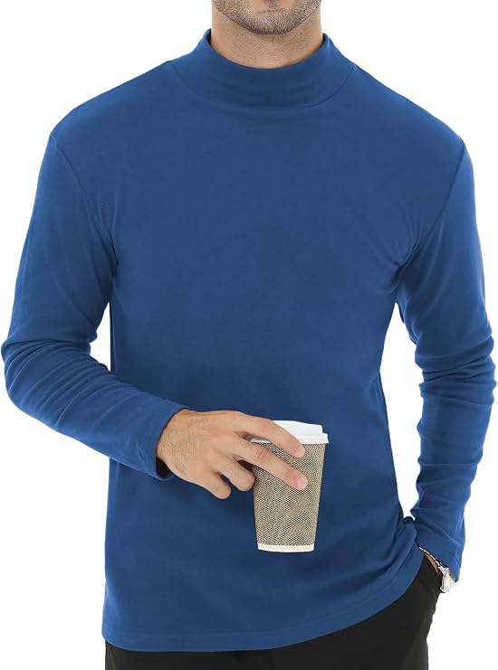 Tyhengta Men's Long Sleeve Top Turtleneck Fleece Undershirt Thermal Pullover Top Baselayer Winter Fleece Tops