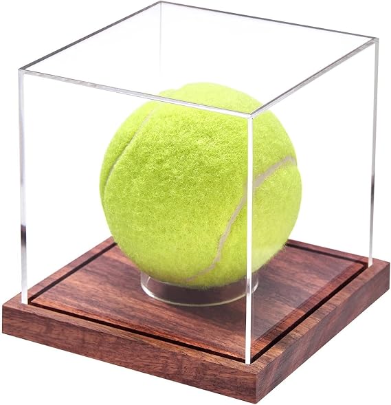 Baseball Display Case | Game Ball Display Case Acrylic,Sports Showcase Organizer with Wooden Base for Softball Tennis Bookshelf Bedroom Study Living Room