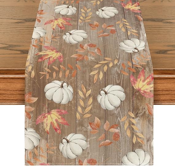 Artoid Mode Pumpkins Maple Leaves Woods Autumn Table Runner 40x180 cm