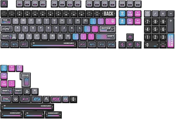 GravaStar Mekanik Oyuncu Klavyesi Tuş Takımı Seti, Mekanik Klavye ile Uyumlu Tuşlar, Cyberpunk (Klavye Hariç)