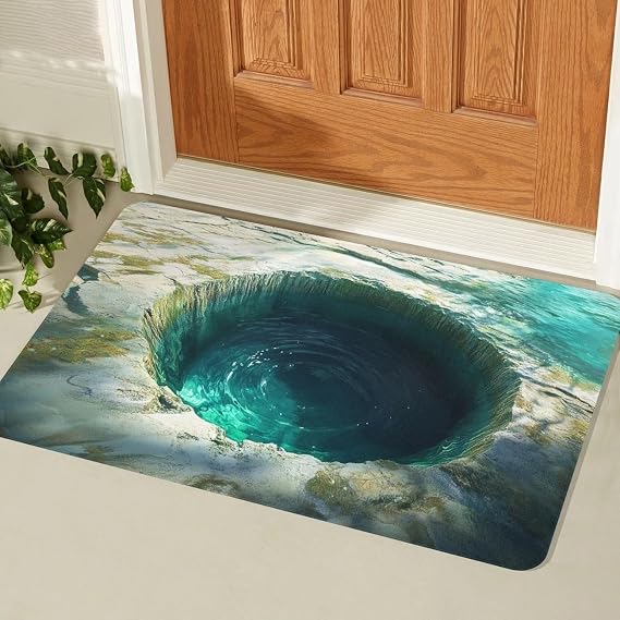 3D Realistic Pattern Carpets Optical Illusion doormat entry mat indoor,outdoor entrance rugs,Super Absorbent Ultra Thin- Non Slip Quick Dry Indoor/outdoor rug,Fits Under Door(Q,60*90cm)