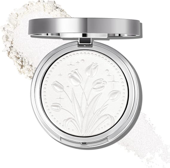 UCANBE Sparkle Bomb Baked Highlighter, Powder Highlighter Makeup, High Glossy Illuminator Palette for Face &amp; Body, Weightless and Buildable (02 Moonlight)