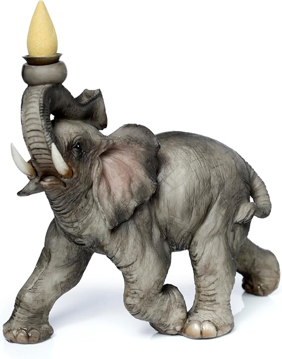 Puckator Elephant Backflow Incense Burner - Home Zen Meditation Decor Accessories - Incense Waterfall Cone Burner - Spiritual Feng Shui Gothic Goth Relaxation Gifts Gift - Desk Ornaments