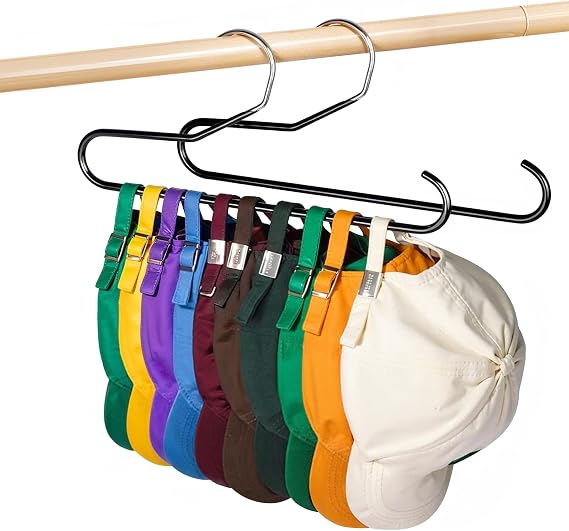Hat Storage for Baseball Caps, Non Slip Cap Storage, Black, 2 Pack
