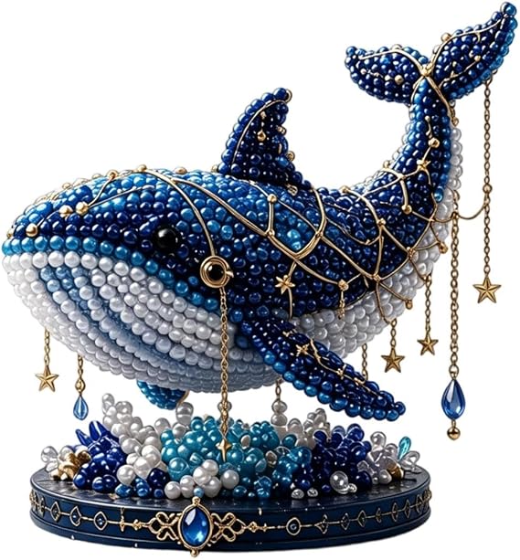 DIY Bead Kit, Funny 3D Beaded Celestial Moon Stars Craft Kit, Moon Goddess Cat Lunar Moth Jade Rabbit Beaded Sculpture Kit for Beginners DIY Craft Lovers Home Decor (D1pc)