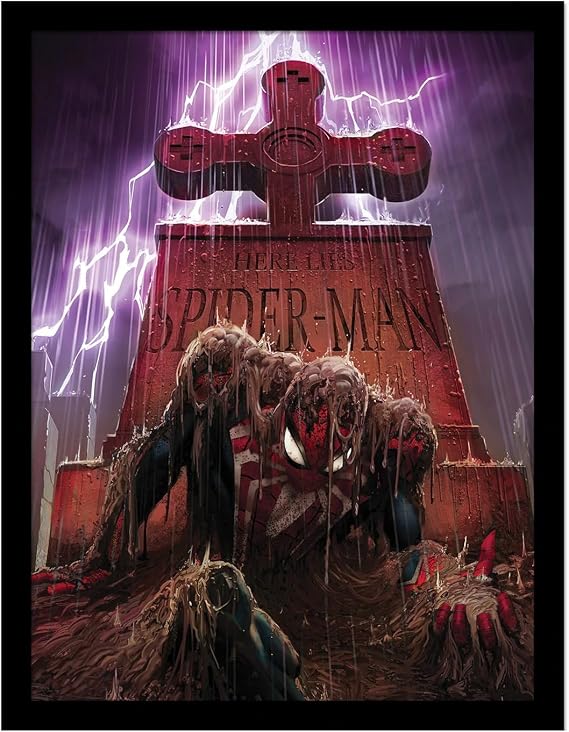 スパイダーマン 墓石 フレーム入りポスター, マルチカラー, 40cm x 30cm