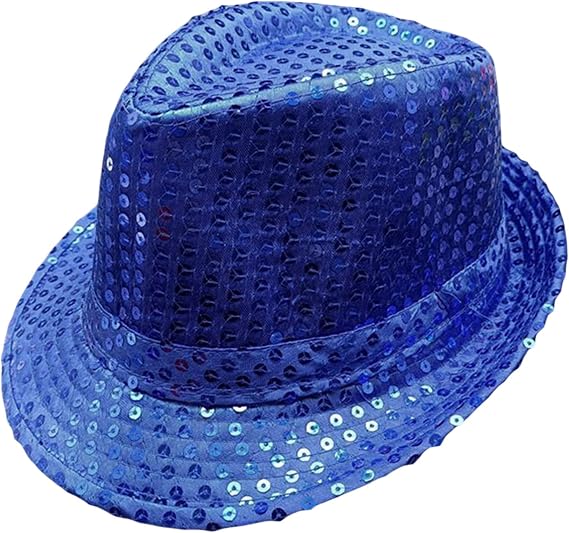 Edhomenn Adult Solid Color Sequin Fedora Hat Glitter Dance Party Performance Hat Bling Shining Hat