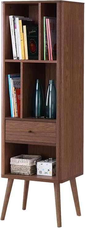 Baxton Studio FP-6785-Walnut Bookcase, Book Shelf, 15.21LX18.41WX60.26H, Walnut Brown