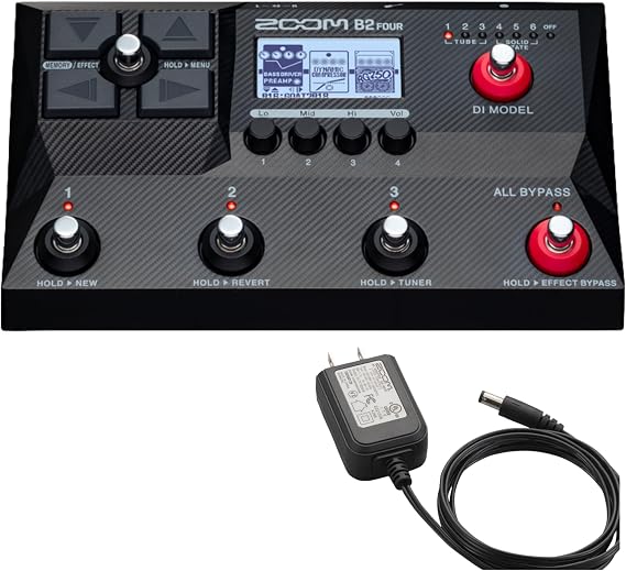 ZOOM B2 FOUR Zoom Base Effects & Amplifier Emulator with Multilayer IR Function Released in 2023