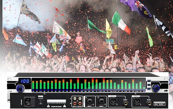 31 Digital Audio Spectrum Analyzer Display Music Spectrum VU Meter Green, Dual Channel Synchronized Control, 10 Preset Effects for Home Audio, DJ, Car Audio, HiFi Audio Setup