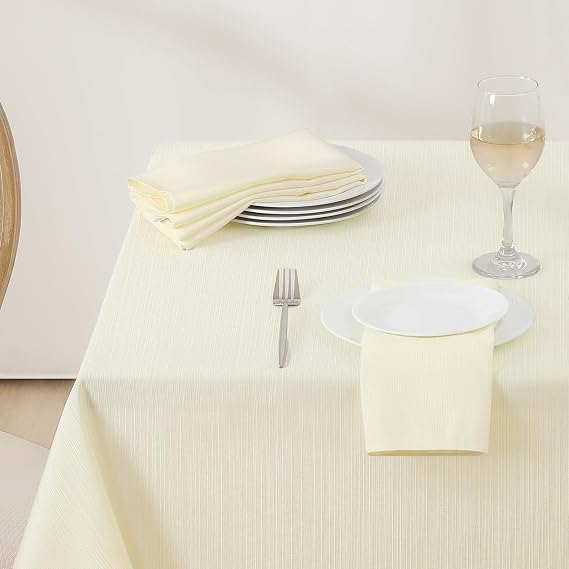 Softalker Cream Table Cloth Rectangular 140x200 cm Linen Texture Wipe Clean Tablecloth Water Resistant Table Cloths Stain Resistant Table Cover for Birthday Party Wedding Outdoor Spring Easter