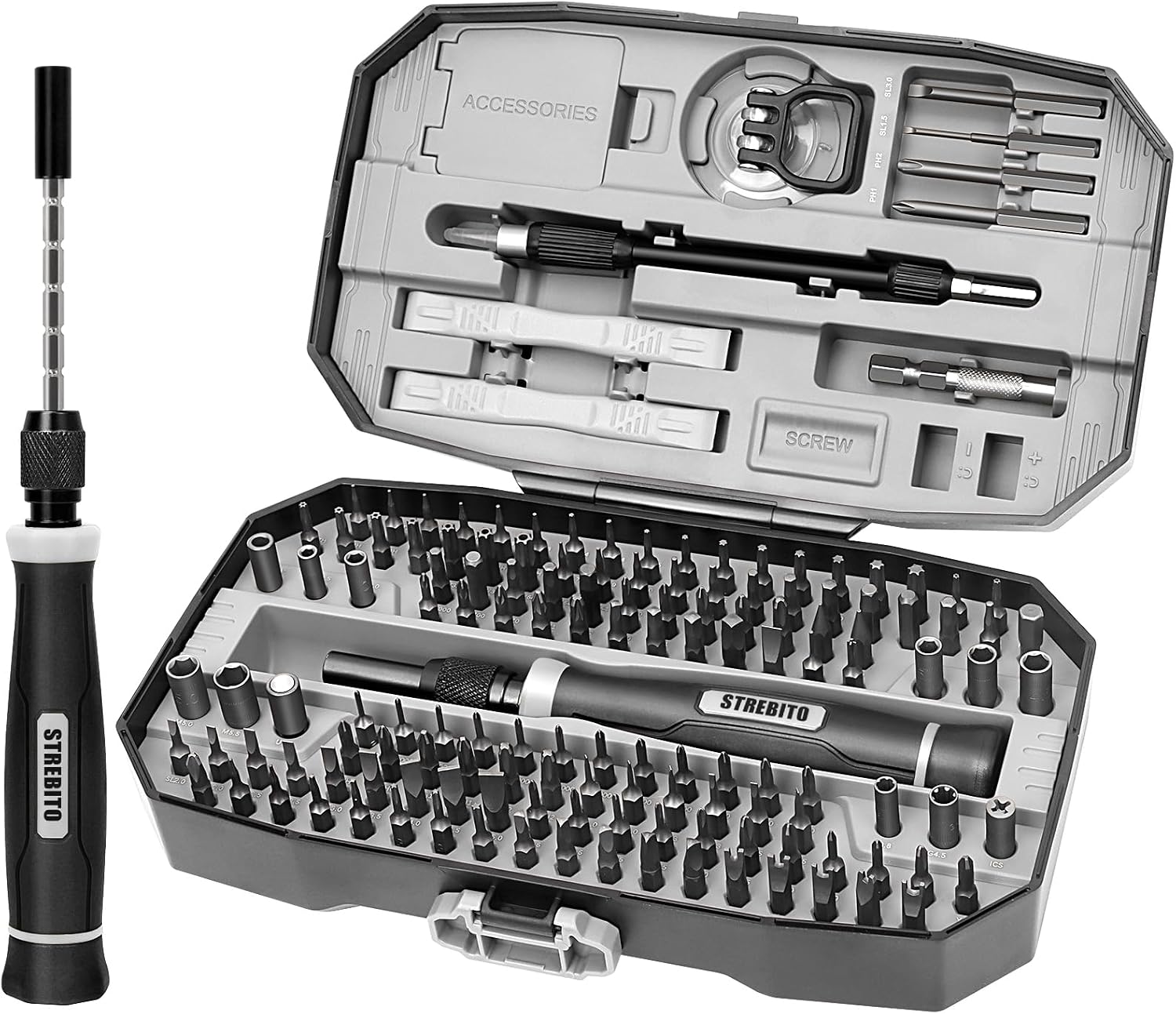 STREBITO Precision Screwdriver Set 153 in 1 Small Screwdriver Set with Case,DIY Repair Tool Kit with 140 CRV Screwdriver Bits for PC, Laptop, Cell Phone, MacBook, PS5, Controller, RC & Computer