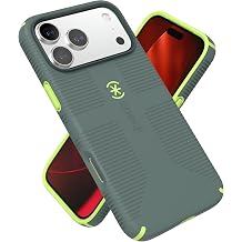 Speck CANDYSHELL Grip +MS Case for iPhone 17 Pro Max - NEO DRAB/Glow Green | Slim Protective Grip | Drop Protection | MagSafe Compatible