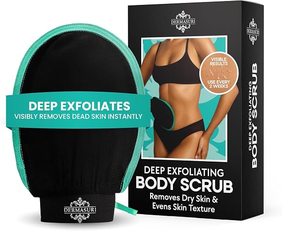 Dermasuri Yumuşak ciltler için derin peeling eldiveni vücut peelingi - peeling eldiveni ve cilt temizleyici - kadınlar ve erkekler için en iyi cilt bakım setinin bir parçası - ölü veya kuru cildi temizleyin - peeling aleti
