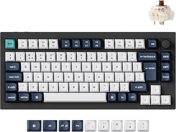 Keychron Q1 Max Wireless Mechanical Keyboard - Full Aluminum, Gateron Jupiter Brown Tactile Switch, Hot-Swappable Programmable Knob QMK RGB(UK Layout) 2.4 GHz/Bluetooth for Mac Windows Linux - Black