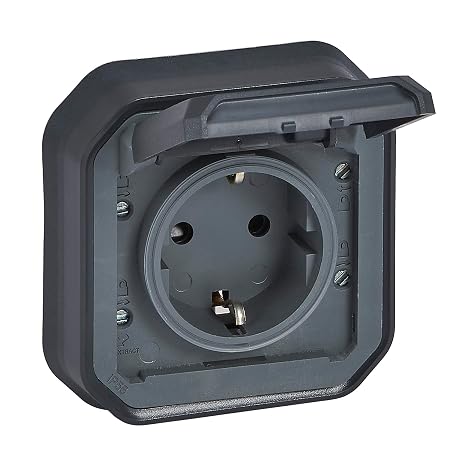 Legrand - 16A socket with side ground contact - Plexus - Waterproof IP55 - Flush mount - Anthracite - 069859LE
