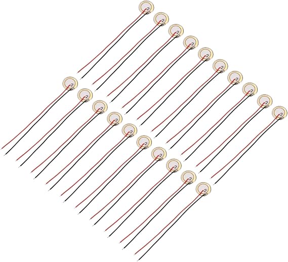 sourcing map 20Pcs Piezoelectric Discs 12mm Acoustic Pickup Transducer Microphones Trigger Buzzer Drum Guitar with Aluminum Shell