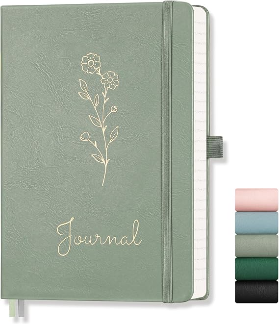 A5 Journal Notebook Lined, 192 Pages, Hardcover, Sage Green