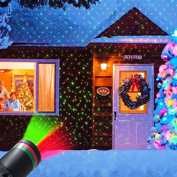 Christmas Outdoor Light Projector LED Landscape Spotlight Projectors Lawn Lanp Light Outdoor Waterproof Lamp Ornament for Yard Garden Christmas and Holidays