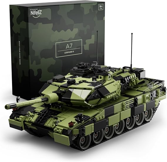 Nifeliz Leopard II A7 Tank, WW2 Military Tank Building Set, Collectible Army Model to Build and Display, Adult Gift Ideal for Military Enthusiasts (2068 PCS, NF10269)
