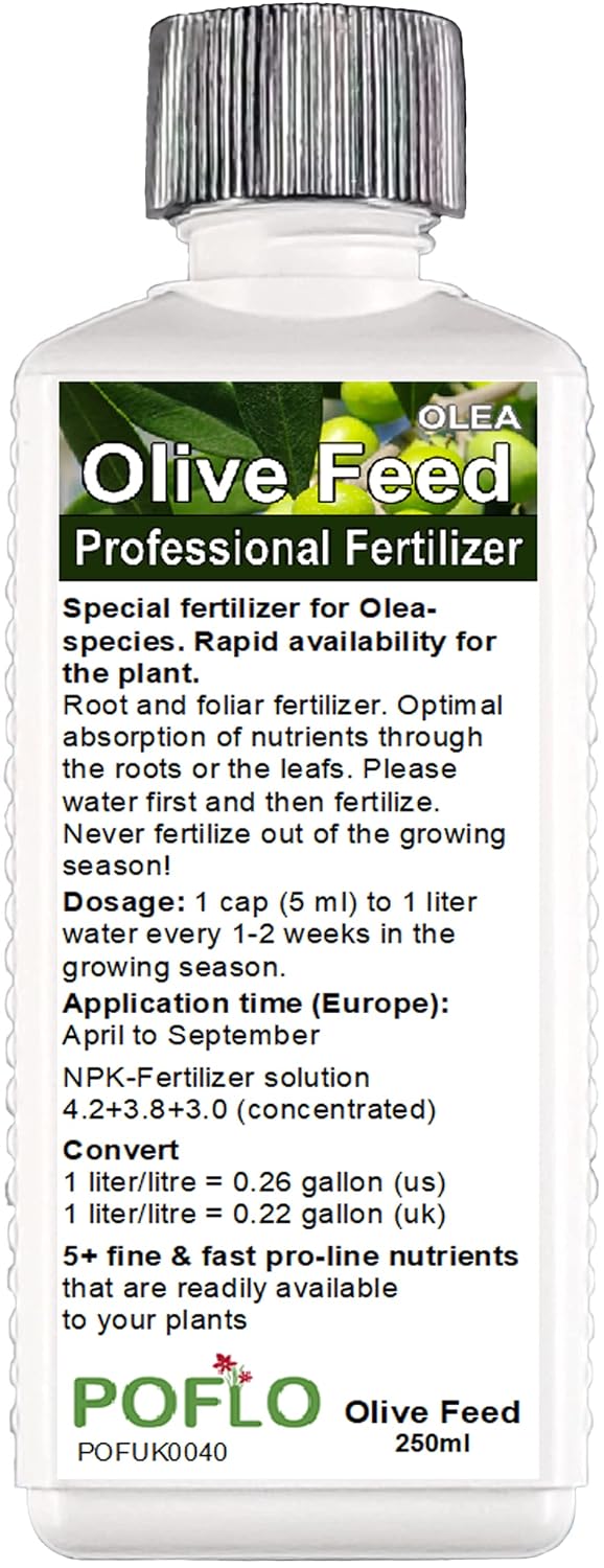 POFLO Olive Tree Liquid Fertilizer, Feed, Plant Food NPK for Olea europaea, Olea sylvestris 250ml