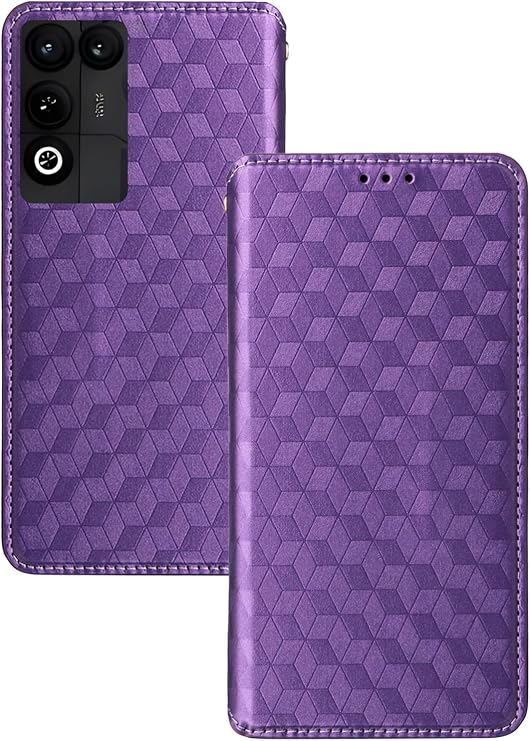 REDMAGIC 11 Air用フリップケース、カードホルダー付きPUレザーウォレットカバーパープル