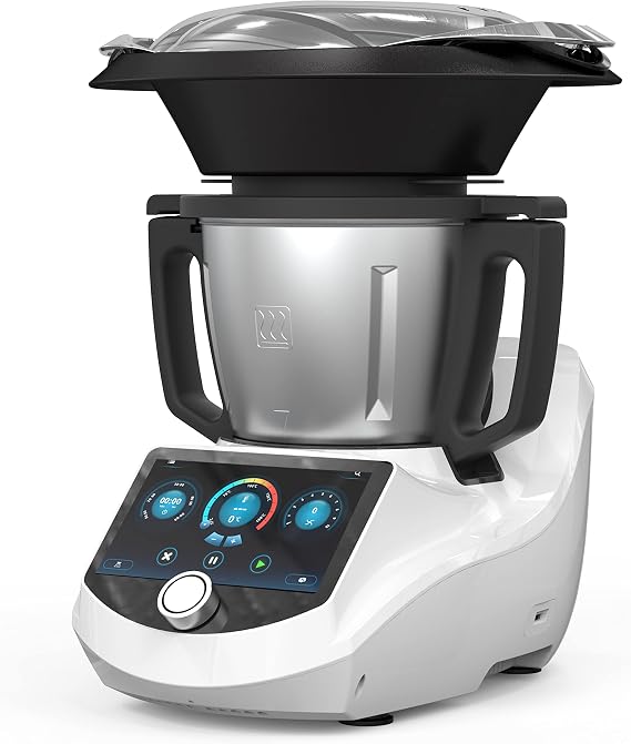 WiFi-Enabled Smart Food Processor with Touch Screen and App-Guided Recipes for Automated Cooking