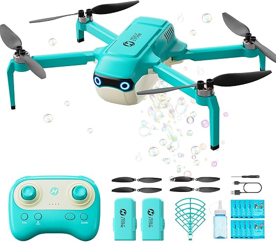 Holy Stone HS320 Bubble Drone for Kids Adults, Foldable RC Quadcopter | with Brushless Motor, Auto Rotating, Emergency Stop, 2 Batteries, Great Gift Toy for Outdoor Play, Parties, Boys & Girls