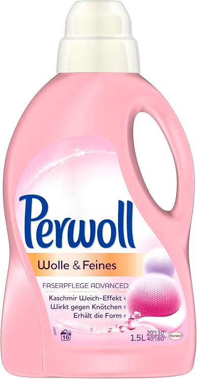 Perwoll Liquid Wool & Delicates Detergent, Clean Linen Scent, 1.5 L Bottle, 16 Loads