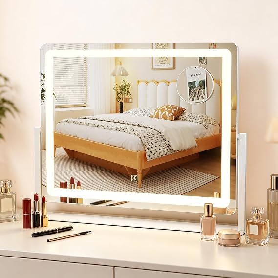 LED Vanity Mirror with Lights 50x40cm Makeup Mirror 10X Magnifying Dimmable