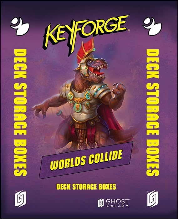 KeyForge Worlds Collide Deck収納ボックス - 12箱ディスプレイパック アートワーク&ハウスステッカーセット付き!デッキ名と家を表示、Keyforgeファンに最適、ゴーストギャラクシー製