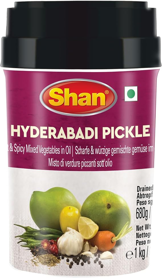 Shan Hyderabadi Pickle, Mixed Vegetables in Oil with Spices, 1 kg