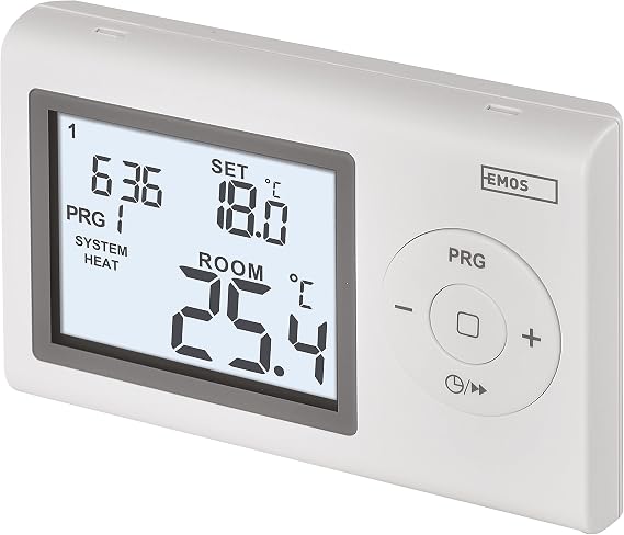 EMOS Digital Room Thermostat Programmable Wall Thermostat for Heating and Cooling Systems Thermostat / Room Temperature Controller with Frost Protection Wire-Connected for Surface Mounting 12 x 2.6 x 7.8 cm