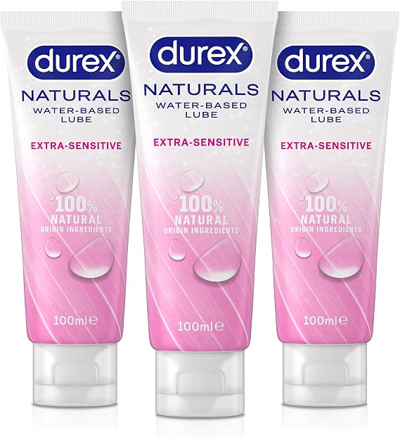 Durex Naturals Extra Sensitive, 300ml (100ml x 3), Water Based Lube