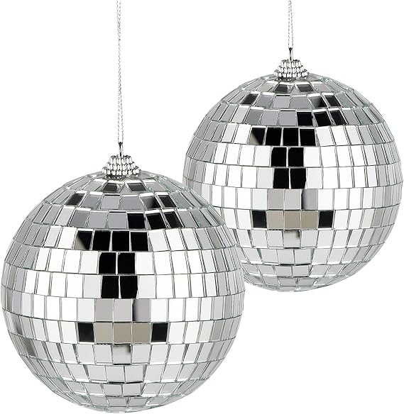 2 Pack Mirror Balls, 10cm Silver Disco Ball Reflective Mirror Ball