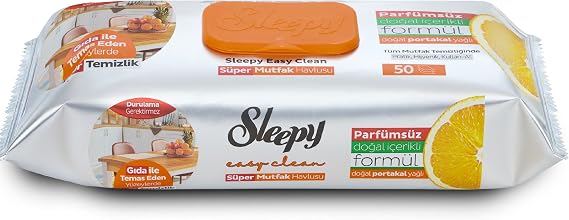Sleepy Easy Clean Süper Yüzey Temizlik Mutfak Havlusu&Mendili Portakal Yağlı 50 Yaprak