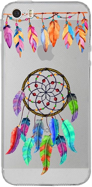 PrintiFy Apple iPhone 5S ile Uyumlu Nazar Boncuğu 6 Baskılı Kamera Korumalı Şeffaf Silikon Kılıf