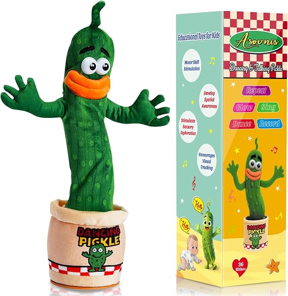Interactive Toys Dancing Talking Pickle Toy Repeats What You Say Kids 3+