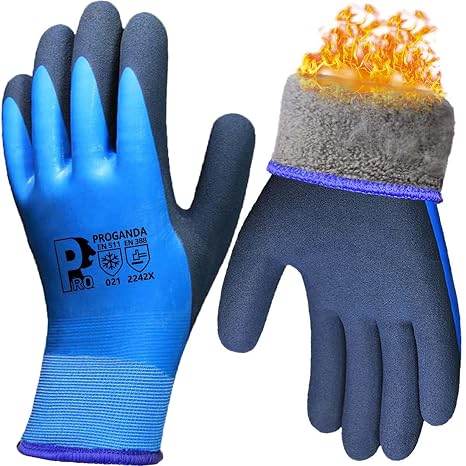 Winter Work Gloves Thermal Fleece Liner Waterproof Coating Superior Grip for Cold Weather Car Washing Gardening Fishing Multipurpose