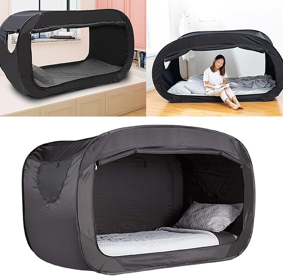 Privacy Pop Bed Tent Outdoor Folding Bed Canopy Popup Privacy Sleep Tent Fully Enclosed Shading Blocks Light and with Foldable Portable Design for Dormitory Outdoor Use