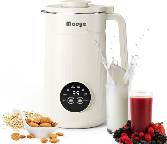 8 in 1 Automatic Nut Milk Maker Machine,35oz Multi-Functional Soy Milk Maker with 10 Blades, Plant-Based, Oat, Almond, Dairy Free Beverages with 12h Timer, Heating, Auto-clean, Keep Warm 2h
