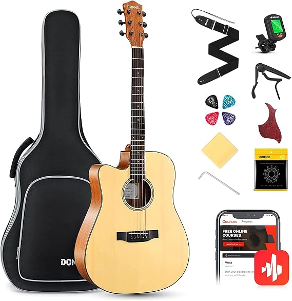 Donner DAG-1CL Solak Akustik Gitar Paketi (Natural)