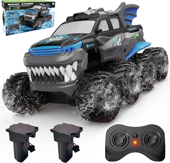Amphibious Remote Control Car 8WD RC Monster Truck for Boys Age 8-12 Offroad Waterproof RC Pickup All Terrain RC Drift Cars Beach Pool Toys Gifts for Kids Blue
