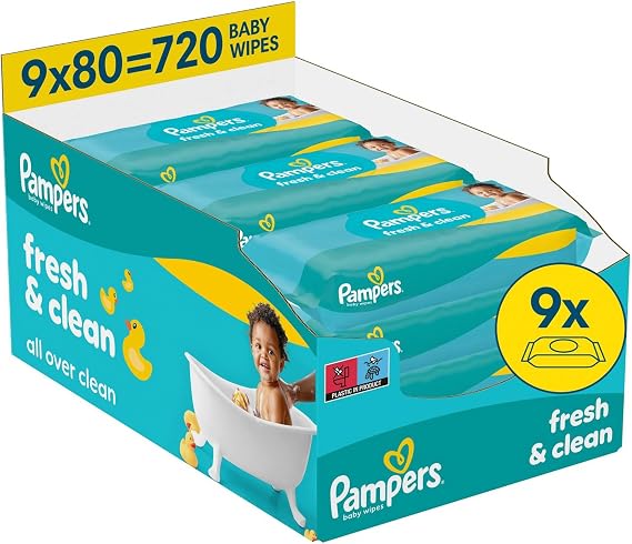 Pampers Fresh&Clean Bebek Islak Havlu 9 Paket 720 Yaprak