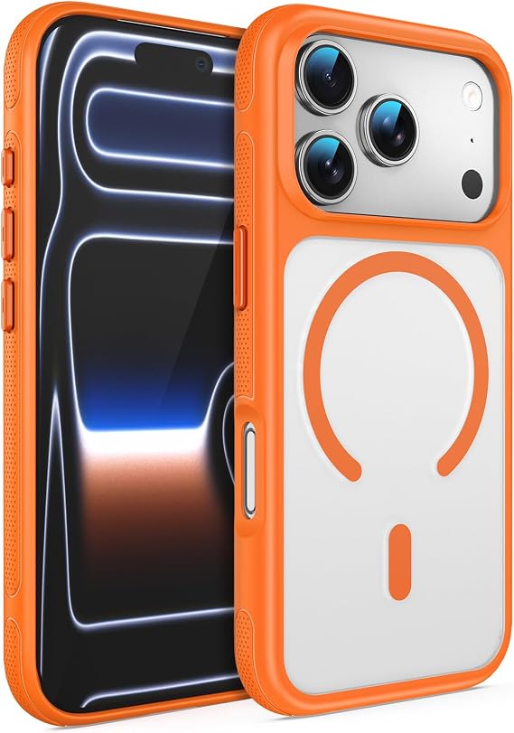 iPhone 15 Pro Max用マットケース、ソフトタッチ仕上げ 滑らかなベルベットシリコン フルボディ保護バンパー Apple iPhone 15 Pro Max用 KZ オレンジ