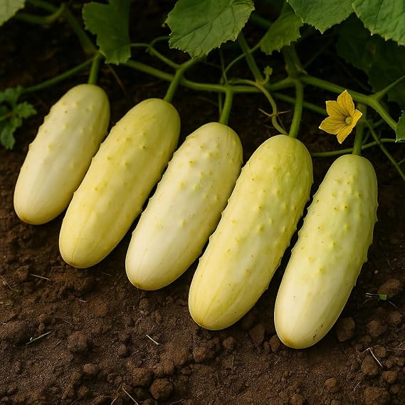 50 White Wonder Cucumber Seeds – Cucumis sativus – Rare White Cucumber, Sweet Crisp Fruits – Vegetable Seeds with Free Plant Tag